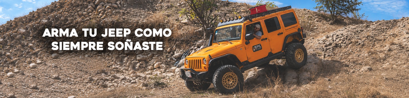 Accesorios off-road para Jeep Wrangler JK. Defensas, canastillas, rock sliders y equipo 4x4 fabricado en México.